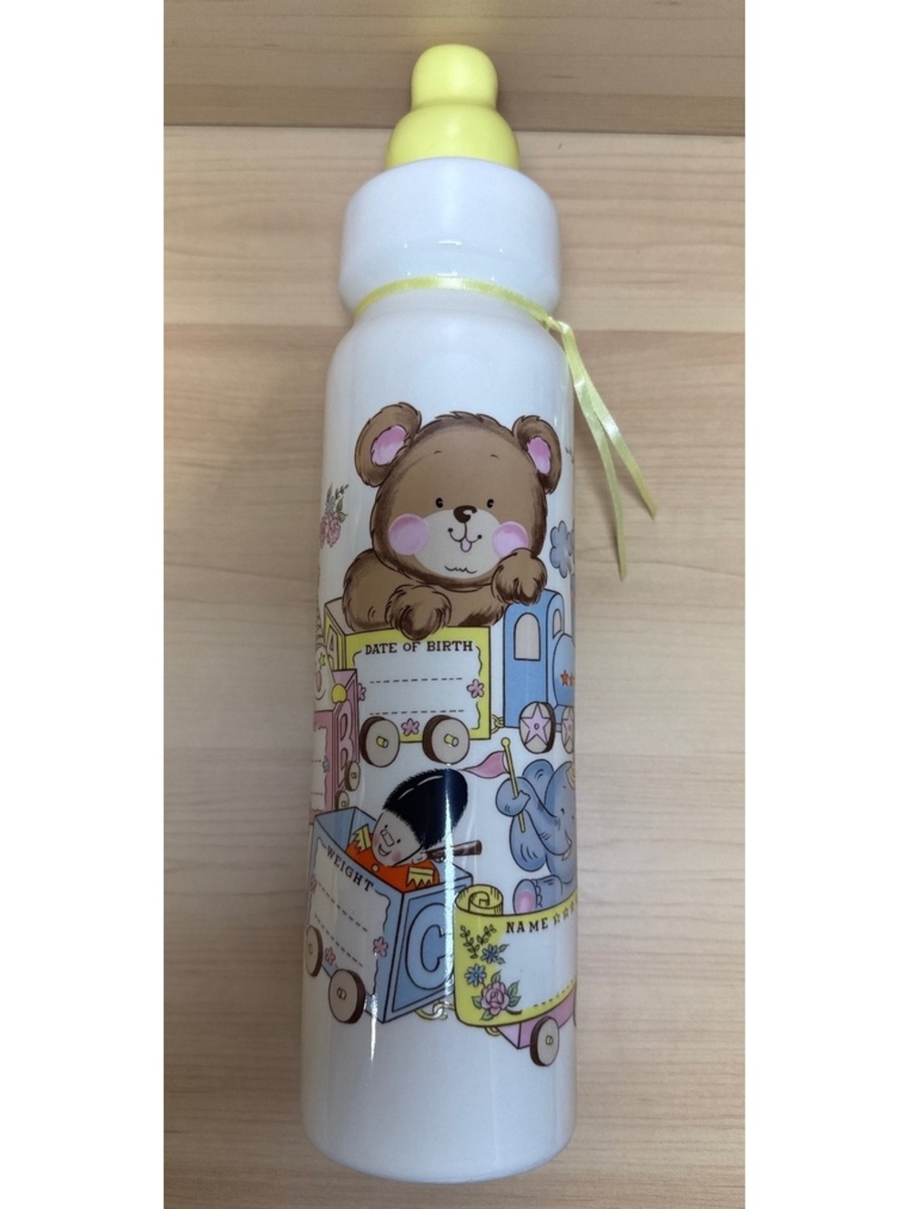 Vintage 1986 Cambium Designs ceramic baby bottle piggy bank